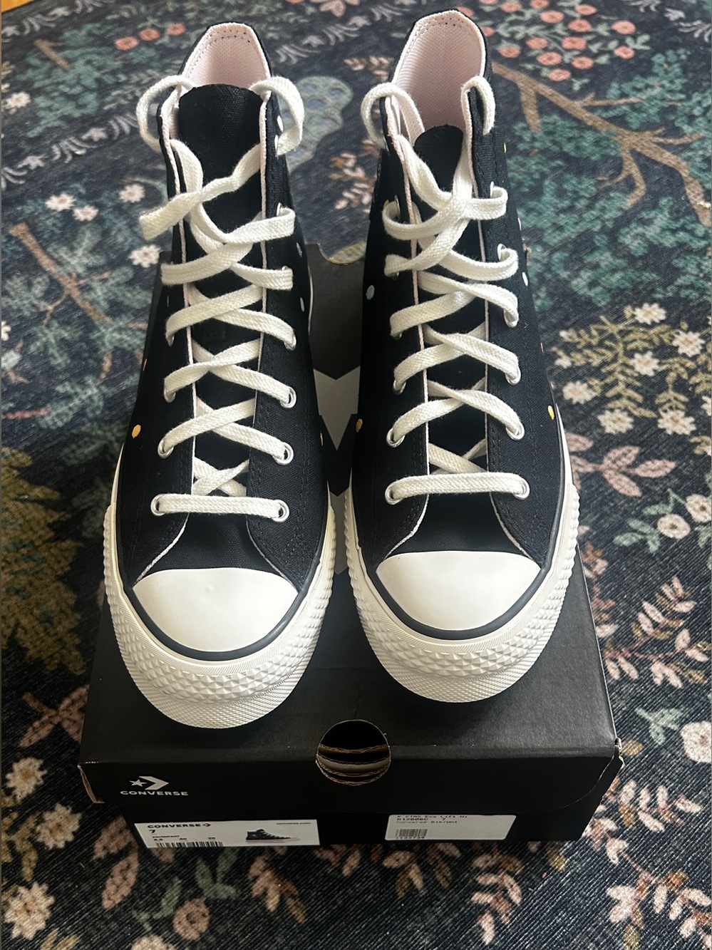 NEW Black + Polka Dot Converse All Star Eva Lift High Tops